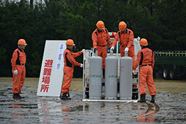 避難所での容器搬出